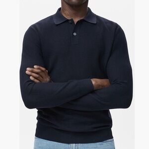 Mango Men's Blue 3 Button Pullover